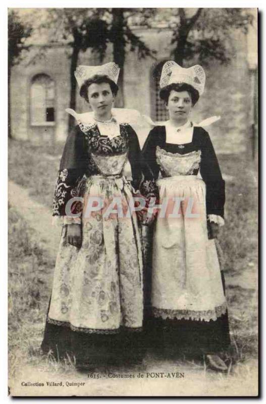 Old Postcard Costumes Pont Aven (cap folklore)