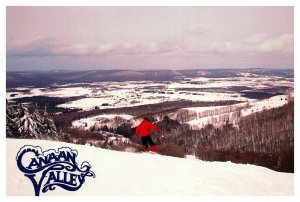 Postcard WV Canaan Valley - Skiier at top of summit