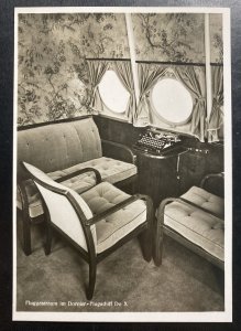 Mint Dornier DOX Giant Seaplane Real Picture Postcard Smoking Room 1932