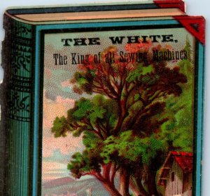 1883 Die-Cut Book The White Sewing Machines Country Lake Scene P104