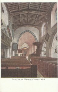 Middlesex Postcard - Interior of Harrow Church - 1816  ZZ1720
