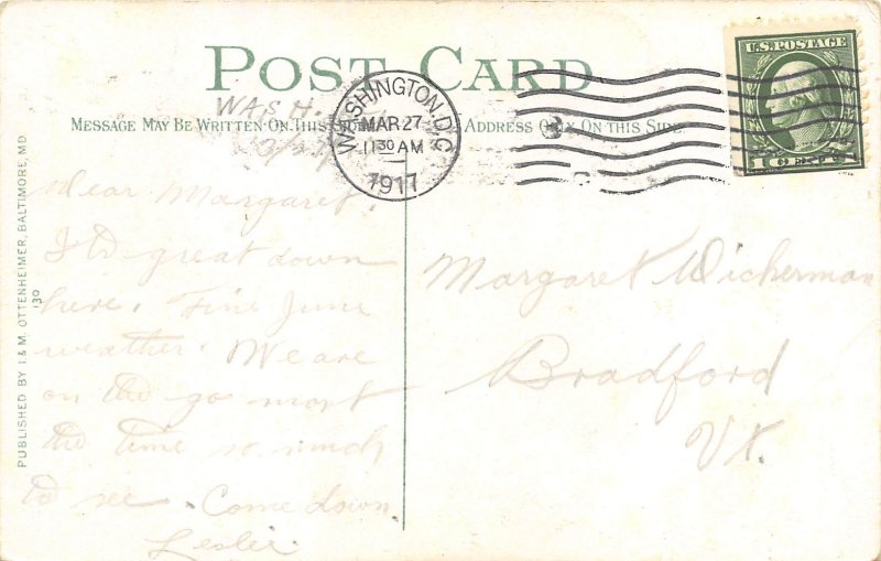 Washington DC 1917 Postcard Peace Monument 