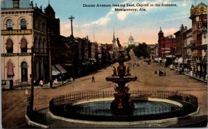 Postcard Dexter Avenue, Looking East, Capitol in the Distance Montgomery Alabama
