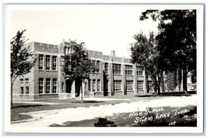 c1940's High School Building Brick Storm Lake Iowa IA RPPC Photo Postcard