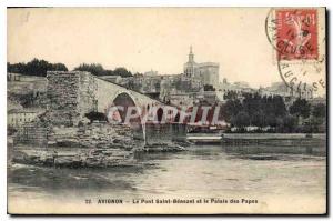 Old Postcard Avignon The Saint Benezet Bridge and the Palace of the Popes