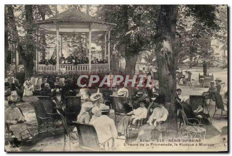 Neris les Bains - L & # 39heure the Kiosk Walk in Music - Old Postcard