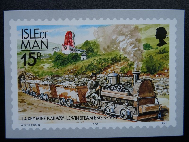 Isle of Man LAXEY MINE RAILWAY ENGINE LEWIN Railways & Tramways c1980's Postcard