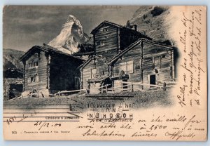 Valais Switzerland Postcard View of Chalets in Zermatt 1900 Antique Posted