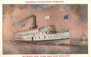 Vintage Postcard Colonial Navigation Company Between New York And New England