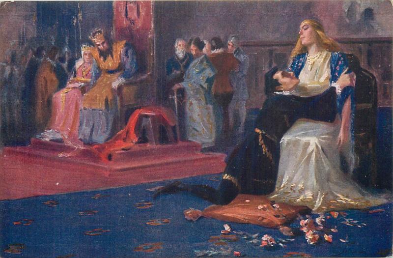 A. Salvarani Shakespeare Hamlet king queen scene vintage postcard