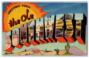 1948 Greetings From The Ole Southwest, Odessa TX Large Letters Posted Postcard 