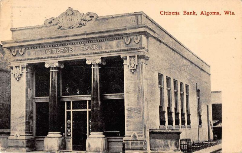 Algoma Wisconsin Citizens Bank Vintage Postcard AA27256