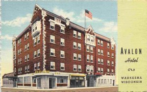 Avalon Hotel Waukesha Wisconsin linen postcard