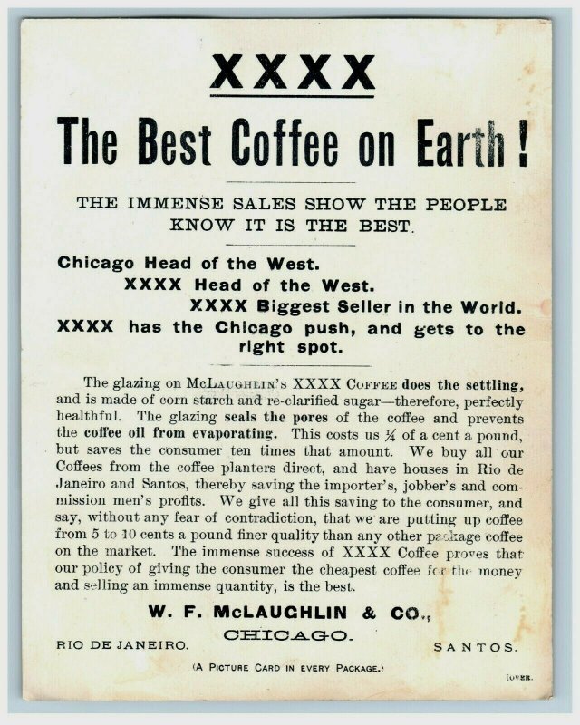 1890s McLaughlin's XXXX Coffee Child & Cute Dog Try Try Again #5K