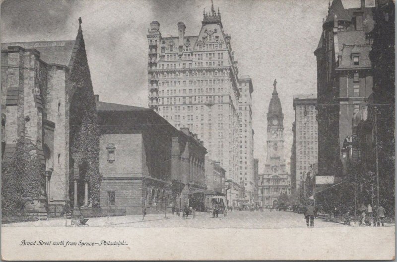 Postcard Broad Street North from Spruce Philadelphia PA