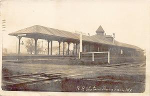 Burnham Junction ME Railroad Station Train Depot 1915 RPPC Postcard