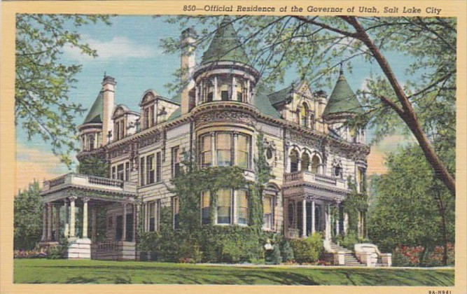 Download Utah Salt Lake City Governor's Residence Curteich / HipPostcard