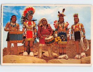 Postcard American Indian Dancers In Colorful Tribal Costumes