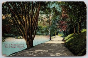 1910's Lake In Washington Park West Of Bridge Albany New York Posted Postcard