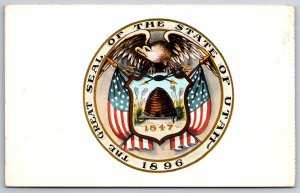 Great Seal Of The State Of Utah~Eagle W/ Beehive~American Art Vintage Postcard