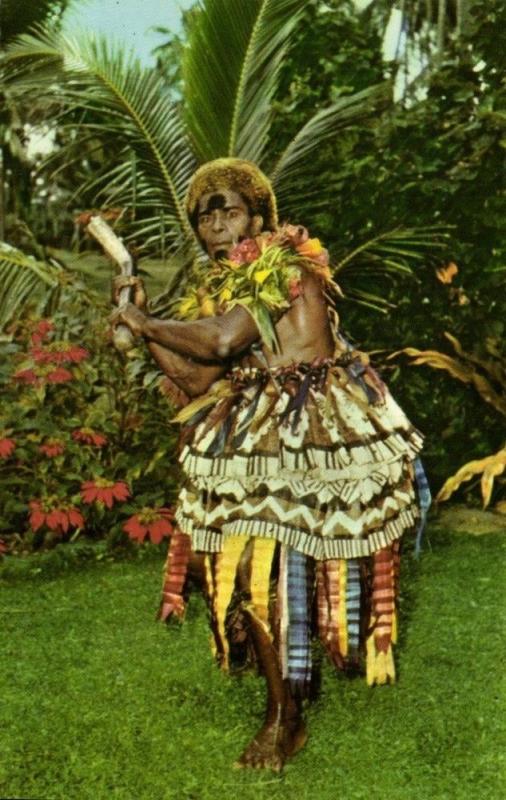 fiji islands, Native Warrior Club Dancer (1960s) Stinsons 1064