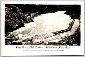 Postcard RPPC c1940s Hells Gate BC World Famous Fish Ladder Fraser River A