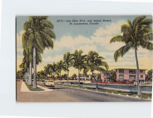 Postcard Las Olas Blvd. and Island Homes Fort Lauderdale Florida USA