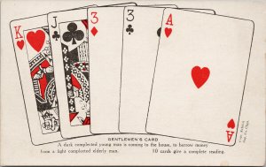 Gentlemen's Card Playing Cards Unused Exhibit Supply Co Postcard H11