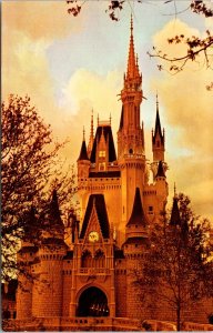 Cinderella Castle Fantasyland Walt Disney World Sunset Orlando Chrome Postcard