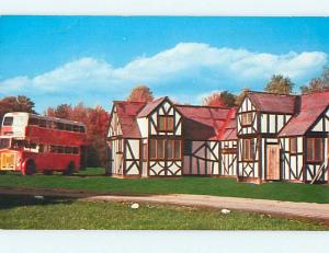 Pre1980 OLD DOUBLE DECKER BUS AT GOLDEN HINDE PUB RESTAURANT Gouldsboro PA r9979