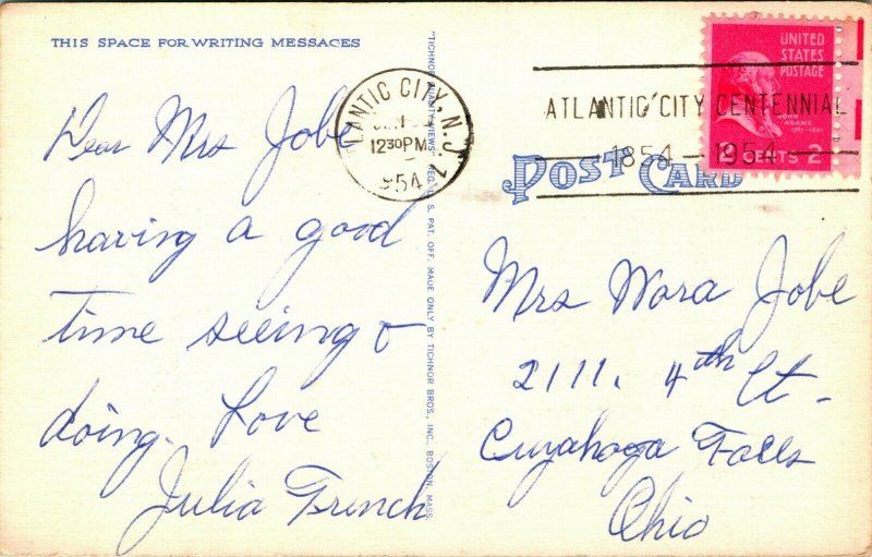 Vtg Linen Postcard Large Letter Greetings From Atlantic City New Jersey NJ