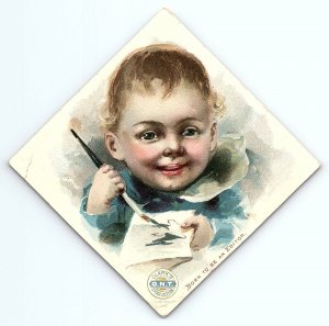 c1880 CLARK'S SPOOL COTTON O.N.T. BABY EDITOR VICTORIAN TRADE CARD Z1363