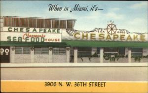 Miami FL NW 36th St. Chesapeake Seafood House Linen Advertising Postcard