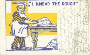 I Knead the Dough Baker in Hat and Apron 1909 UDB Postcard