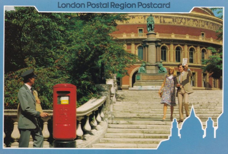 Royal Albert Hall London New 1980s Post Pillar Box Royal Mail Postcard