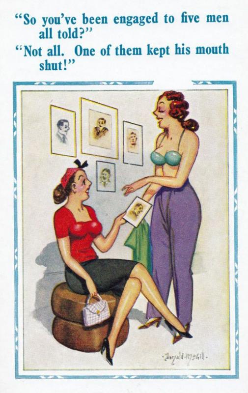 Engaged Going Down On To  Five Men Nymphomaniac Girl Talk Comic Humour Postcard