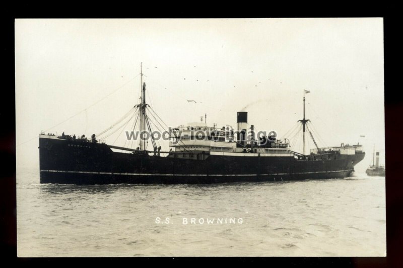 bf1163 - Lamport & Holt Cargo Ship - Browning , built 1919 - postcard B Feilden