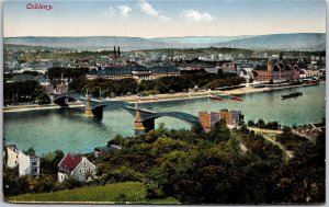 Coblenz City Germany Aerial View River Bridge And Buildings Postcard
