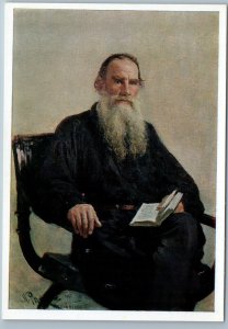 1972 LEO TOLSTOY Portrait Russian Writer by Repin Soviet USSR Postcard