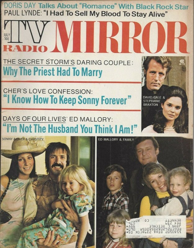 TV Radio Mirror Vintage July 1973 Magazine Sonny Cher and Chastity Ed Mallory