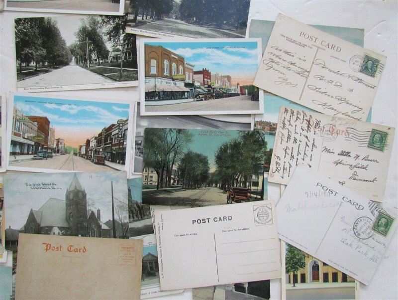 ILLINOIS lot of 38 IL ANTIQUE POSTCARDS