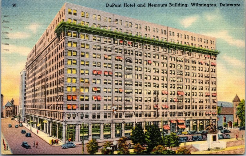 Vtg 1930s DuPont & Nemours Buildings Rodney Square Wilmington DE Linen Postcard