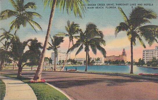 Florida Miami Beach D 42 Indian Creek Drive Pancoast Lake And Hotels 1945