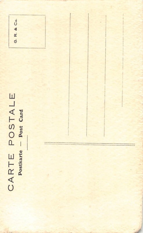 Drawn Sailing Boat Departing from Harbor vintage postcard