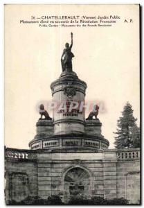 Old Postcard Chatellerault (Vienna) Public Garden high monument in memory Fro...