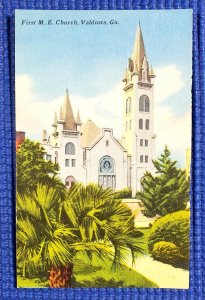 First M. E. Church Valdosta Georgia GA Vintage Linen Postcard