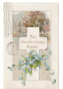 May Thine Be A Happy Easter, Cross, Rural Scene, 1908 Winsch Back Postcard