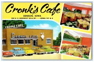 Denison Iowa IA Postcard Cronk Cafe Building Multiview c1940 Unposted Vintage