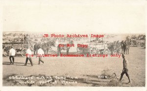 Mexico Border War, RPPC, US Soldiers Making Camp in Desolate Part of Mexico