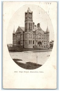 1907 High School Building Campus Muscatine Iowa IA Posted Antique Postcard